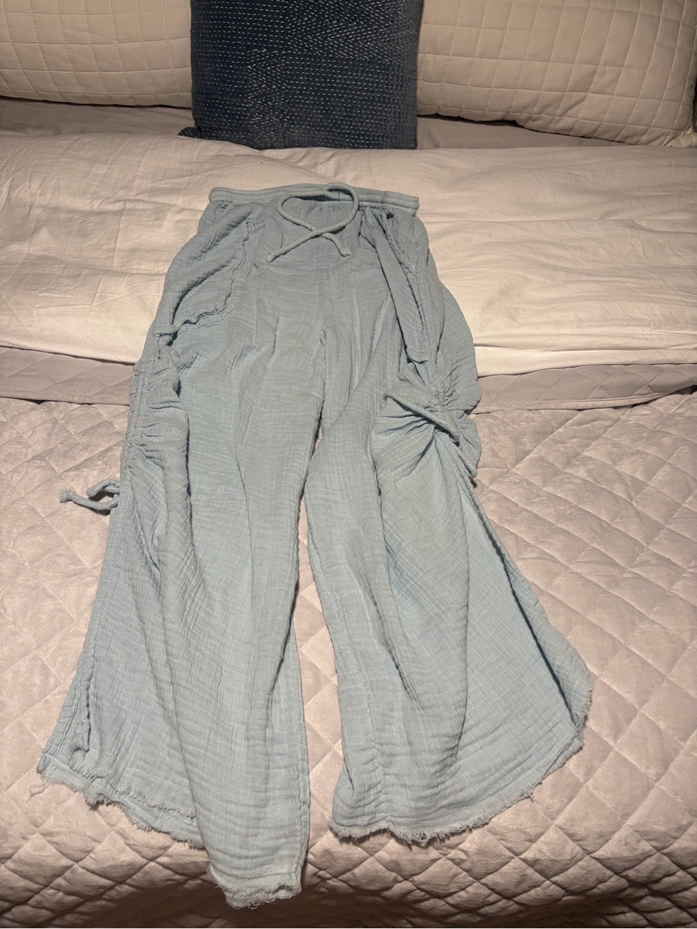 Urban outfitters Soft Light Blue Wide-Leg Drawstring Pants
